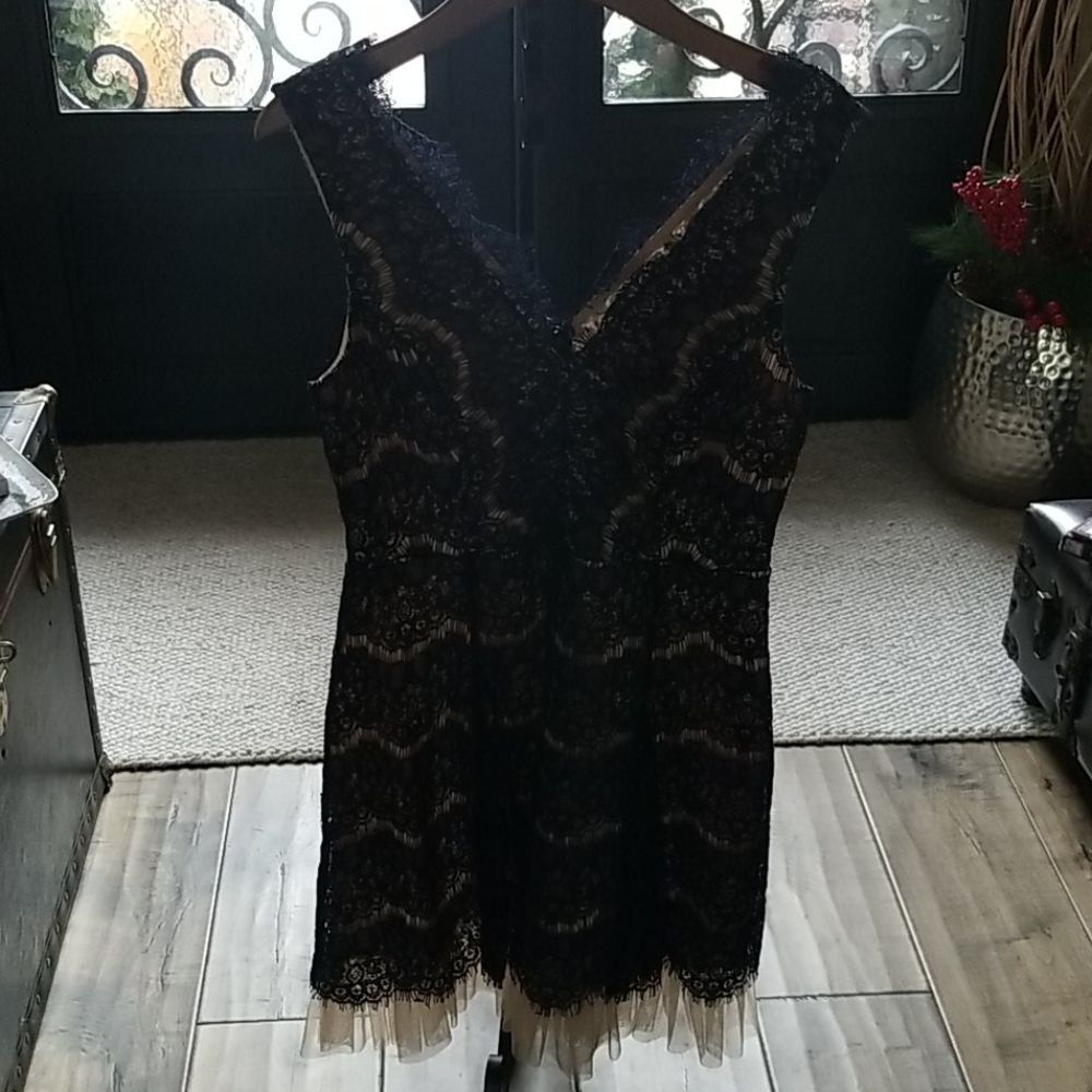 Cream and navy lace dress